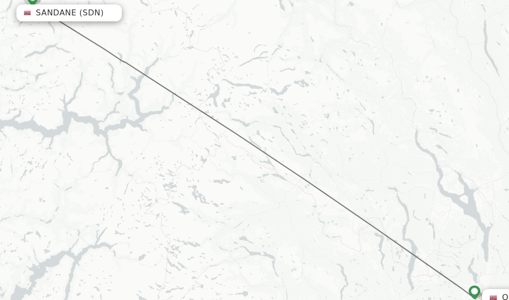 Flights from Sandane to Oslo route map