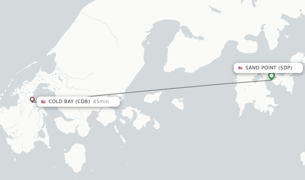 Flights from Sand Point to Cold Bay route map