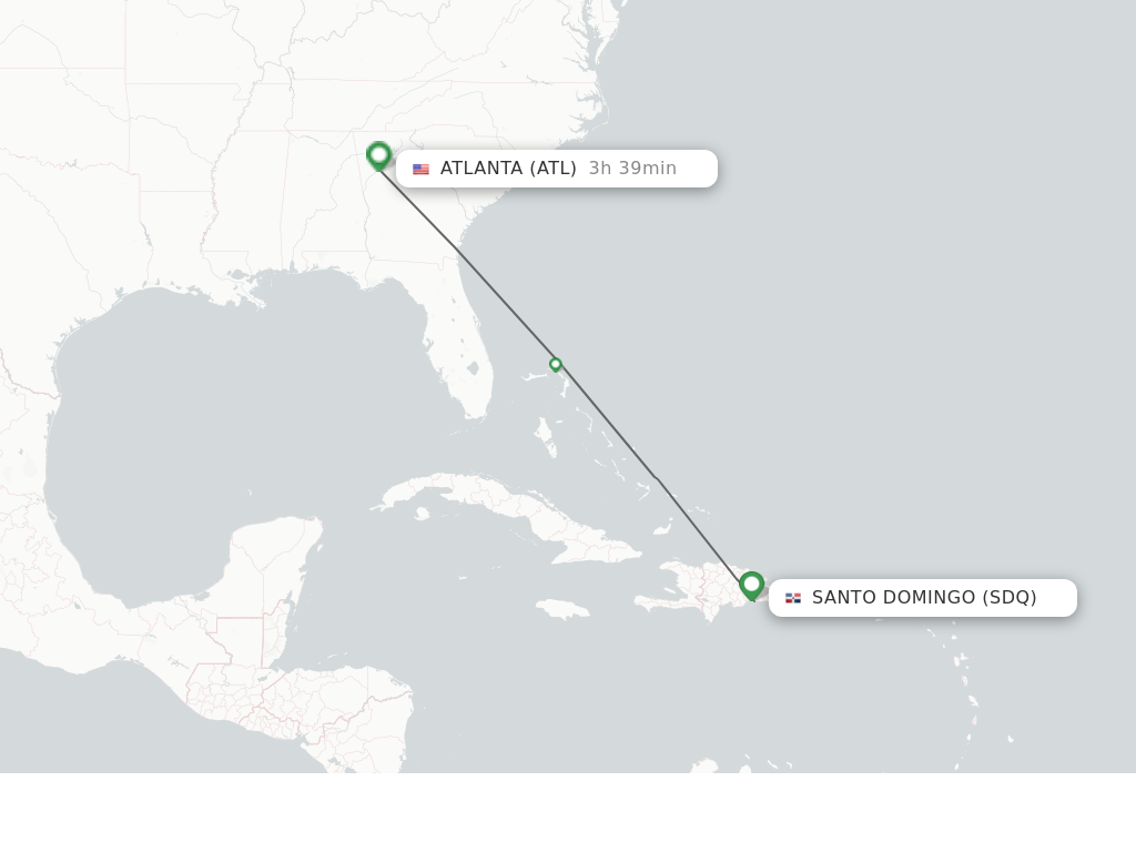 Flights from Santo Domingo to Atlanta route map