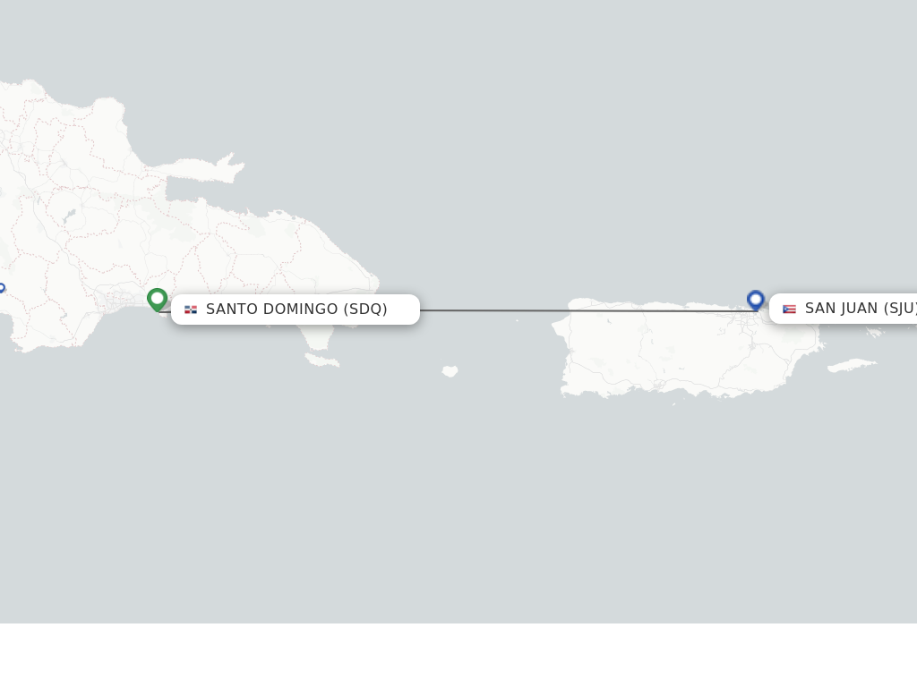 Flights from Santo Domingo to San Juan route map
