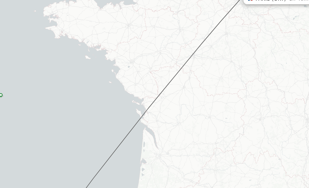 Flights from Santander to Paris route map