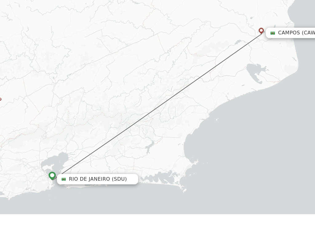 Flights from Rio De Janeiro to Campos route map