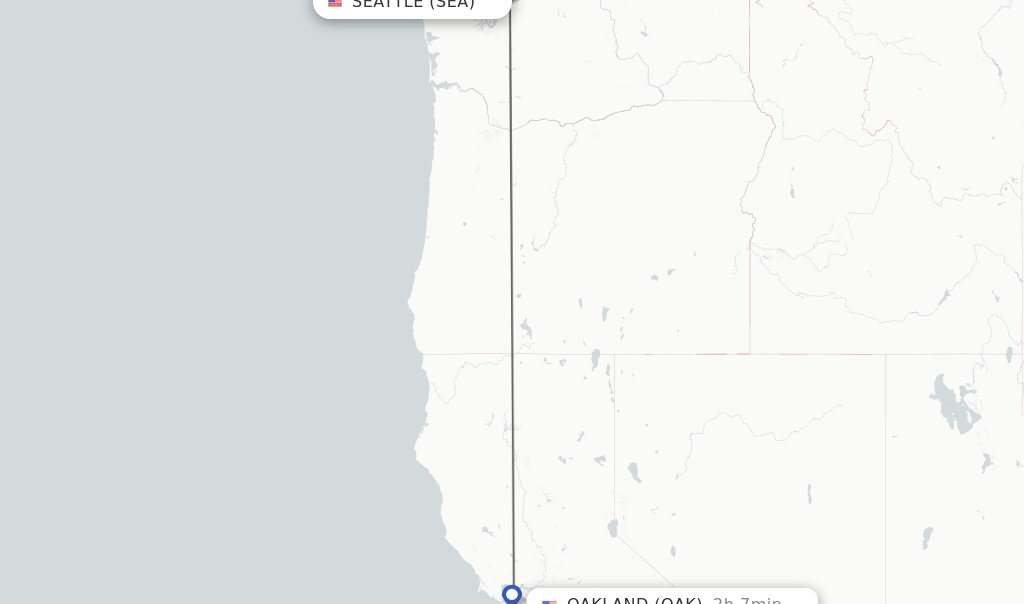 Flights from Seattle to Oakland route map