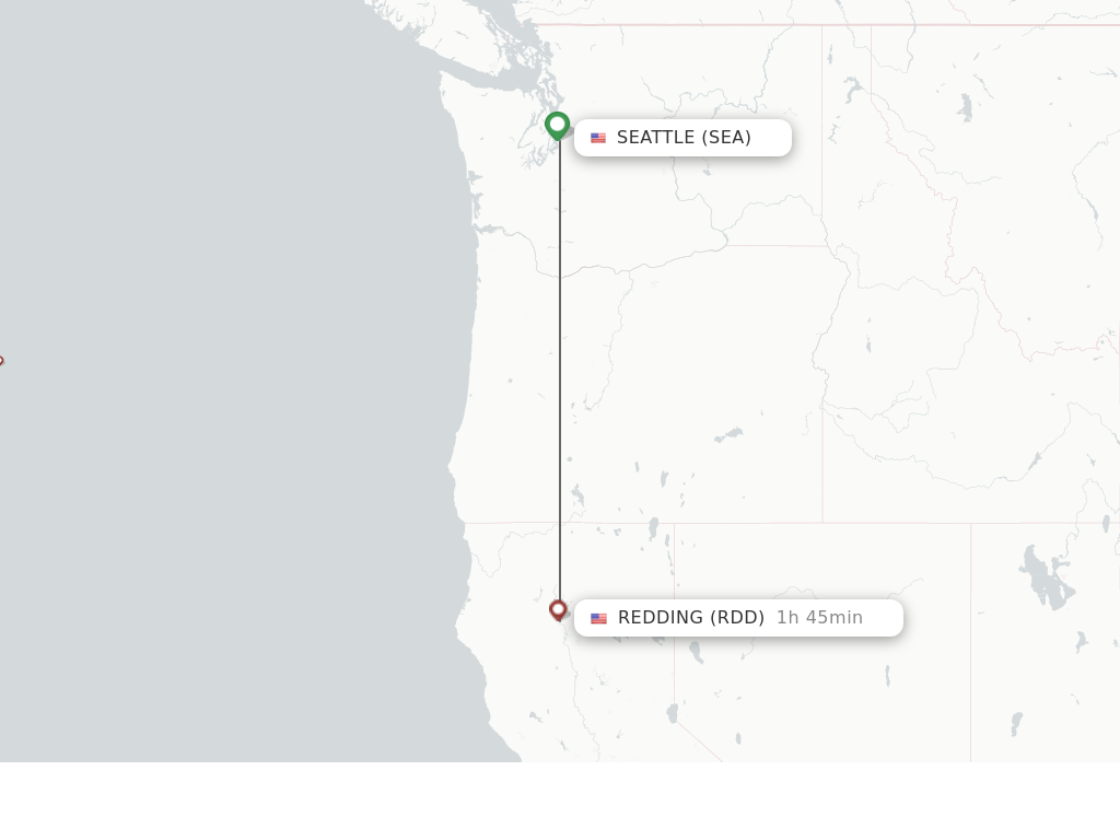 Flights from Seattle to Redding route map