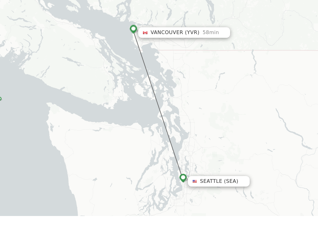 Flights from Seattle to Vancouver route map