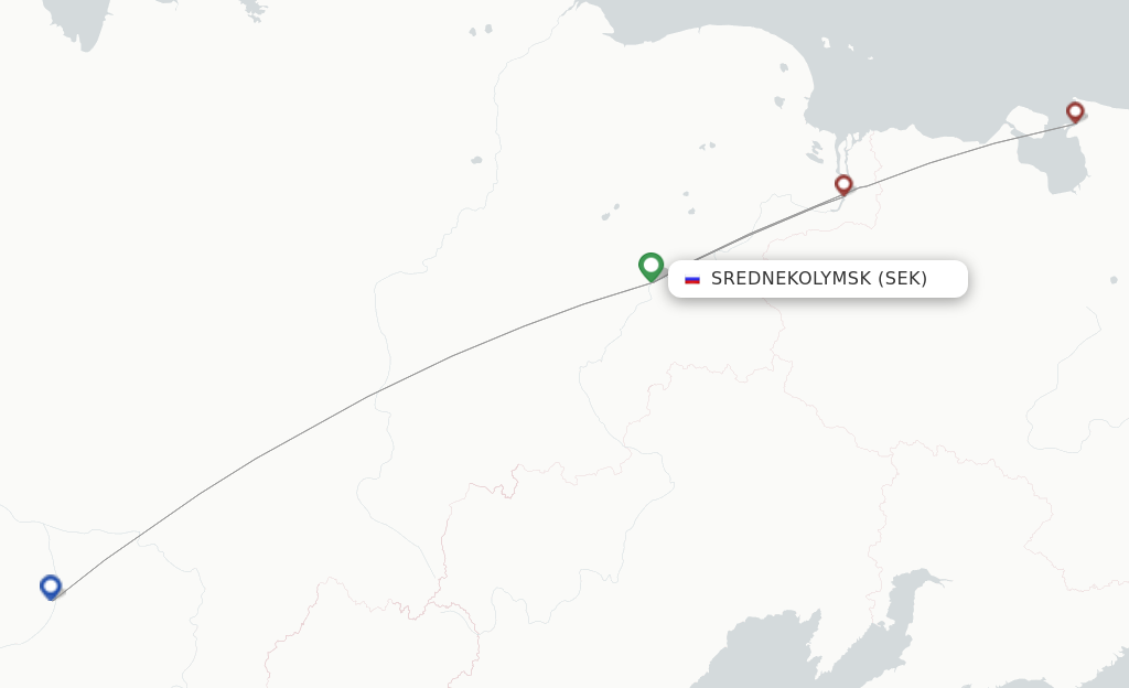Srednekolymsk SEK route map