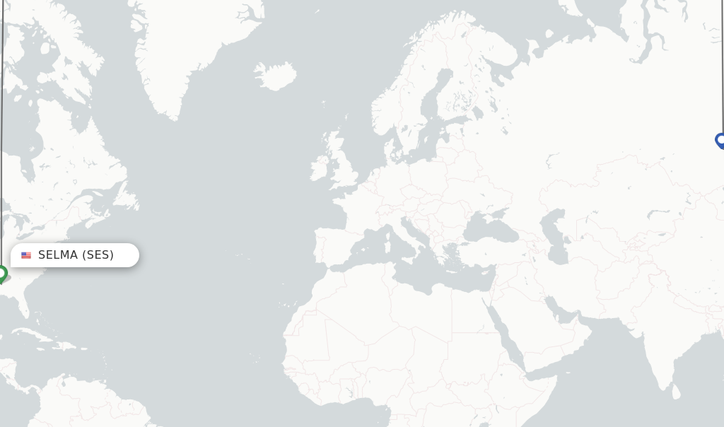 Flights from Krasnojarsk to Svetlogorsk route map