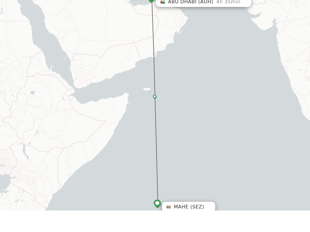 Flights from Mahe to Abu Dhabi route map