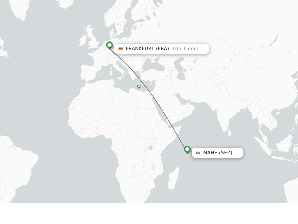 Flights from Mahe to Frankfurt route map
