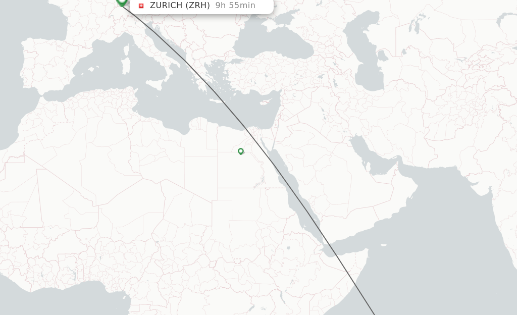 Flights from Mahe to Zurich route map