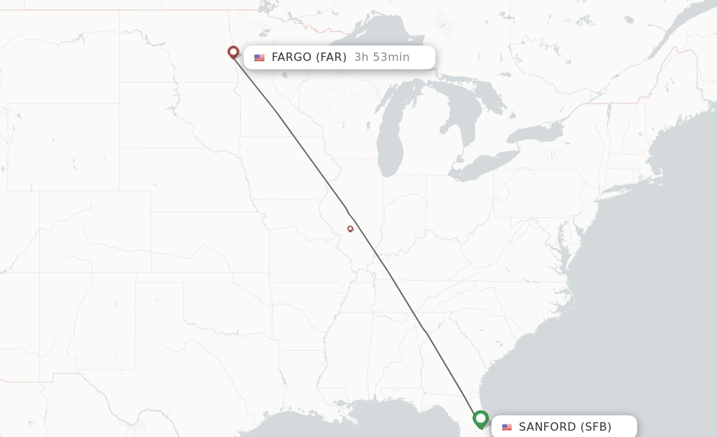 Direct (non-stop) flights from Orlando to Fargo - schedules