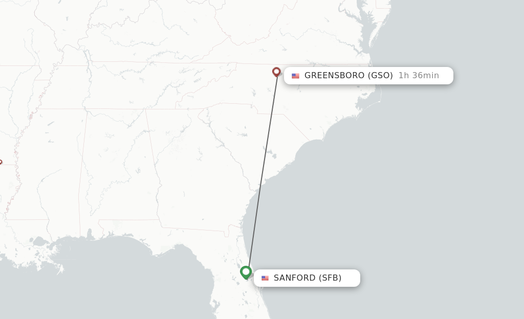 Direct (non-stop) flights from Orlando to Greensboro/High Point