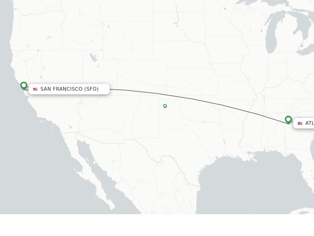Flights from San Francisco to Atlanta route map