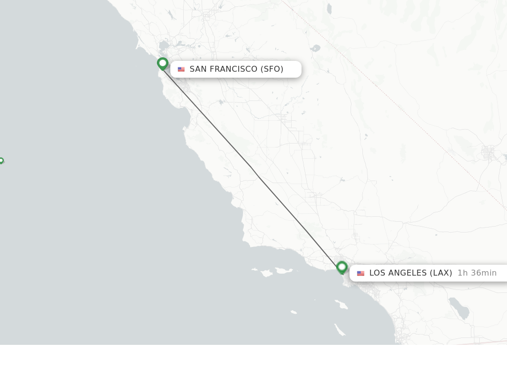 Flights from San Francisco to Los Angeles route map