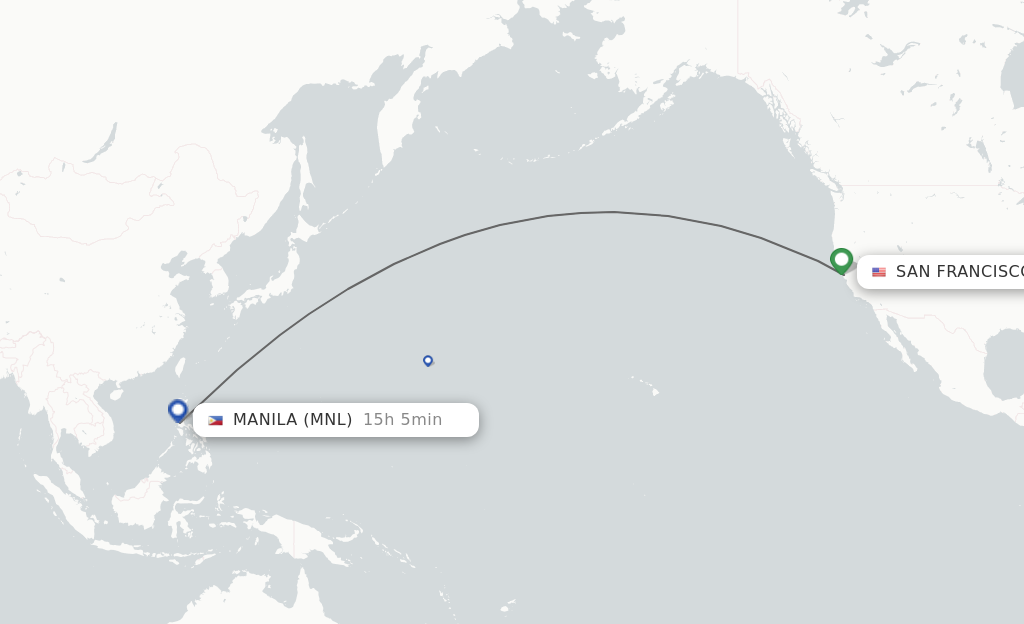 Flights from San Francisco to Manila route map