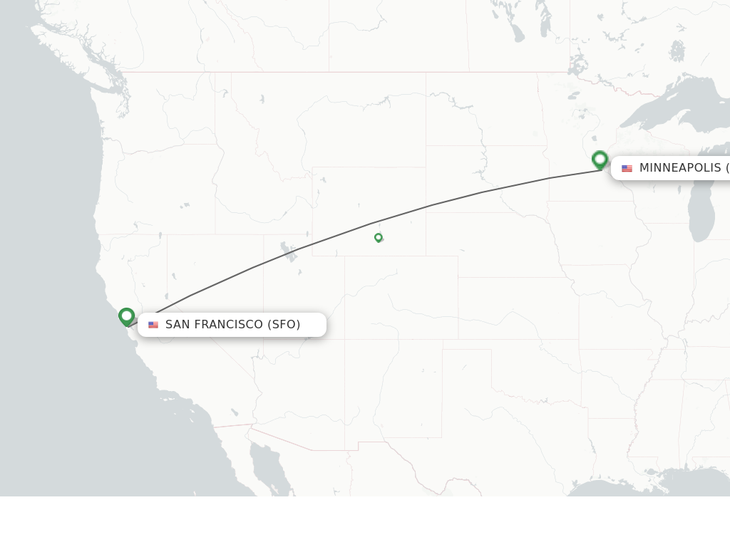 Flights from San Francisco to Minneapolis route map