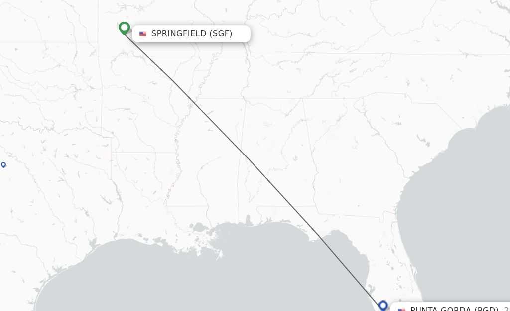 Flights from Springfield to Punta Gorda route map