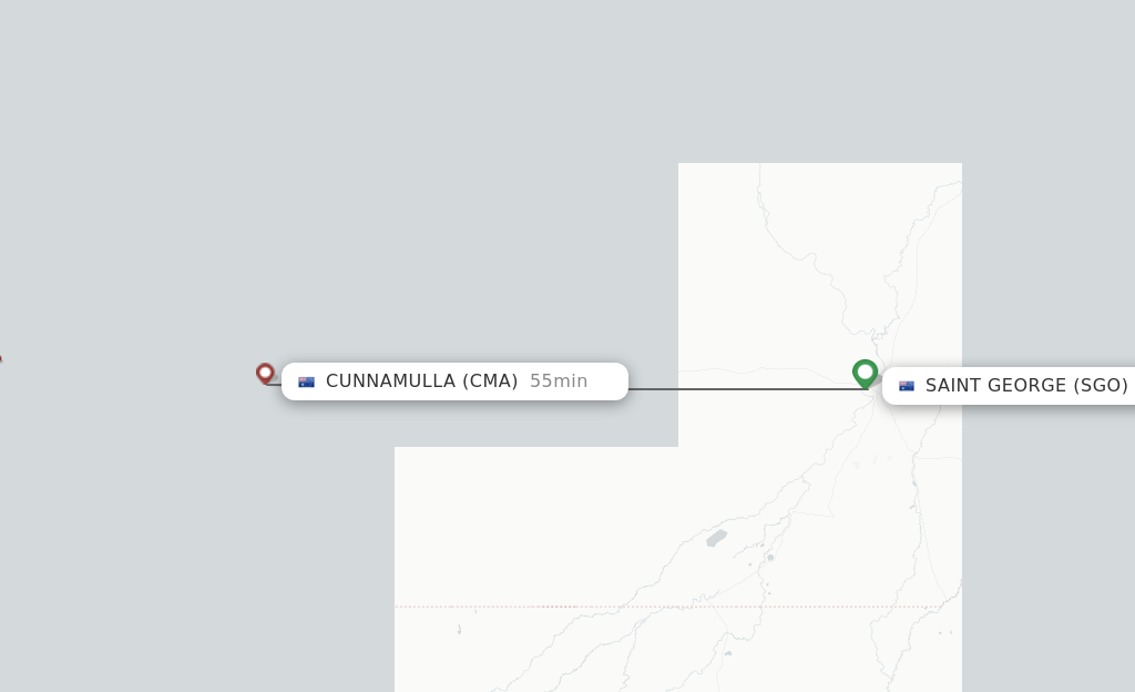 Flights from Saint George to Cunnamulla route map