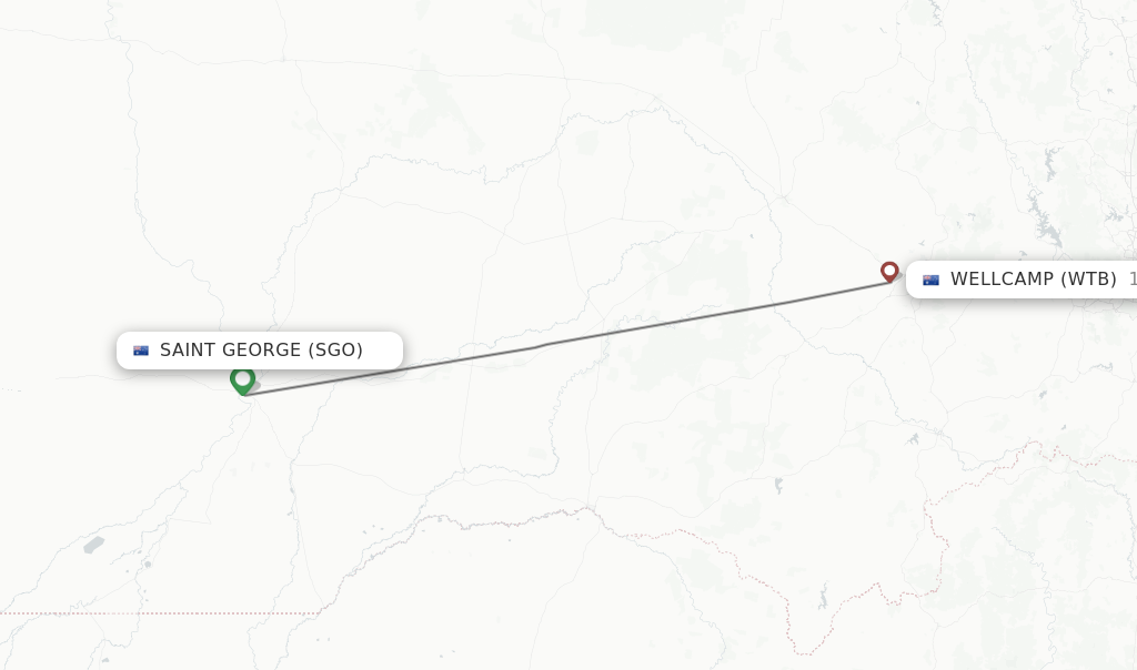 Flights from Saint George to Wellcamp route map