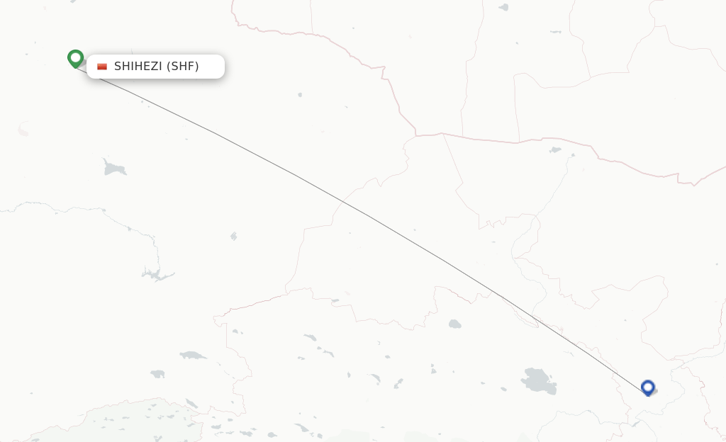 Route map with flights from Shihezi with Spring Airlines