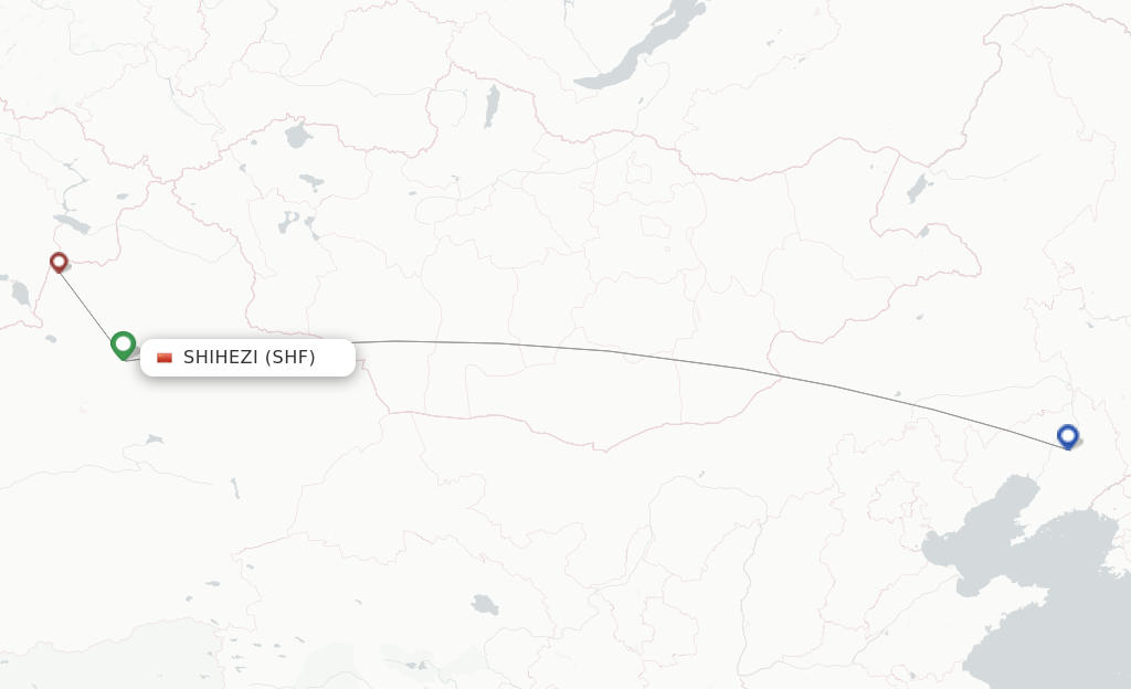 Route map with flights from Shihezi with China Southern
