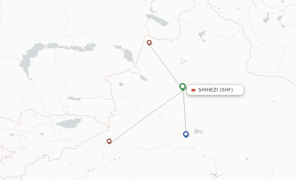 Route map with flights from Shihezi with Gestair