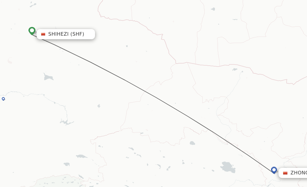 Flights from Shihezi to Lanzhou route map