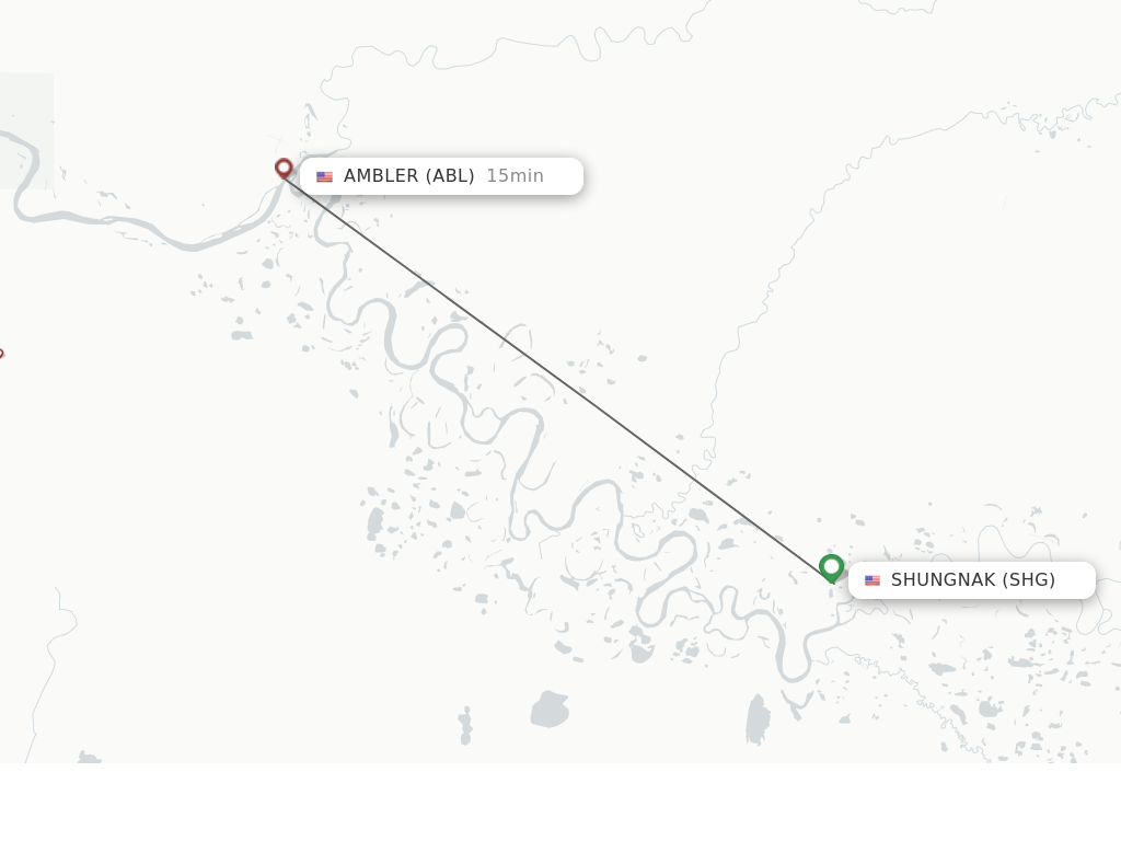 Flights from Shungnak to Ambler route map
