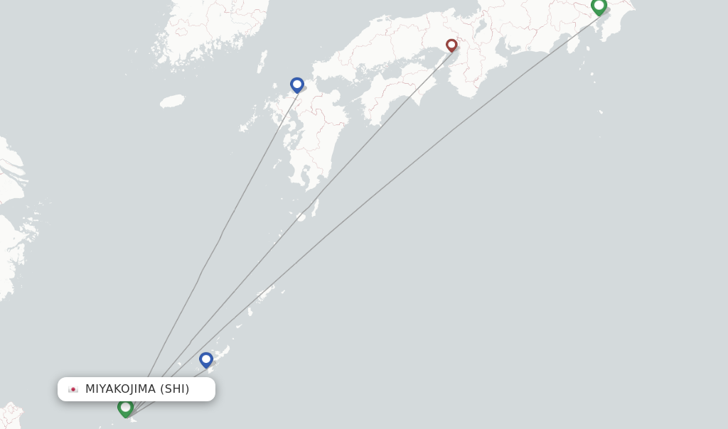 Route map with flights from Miyakojima with Skymark Airlines