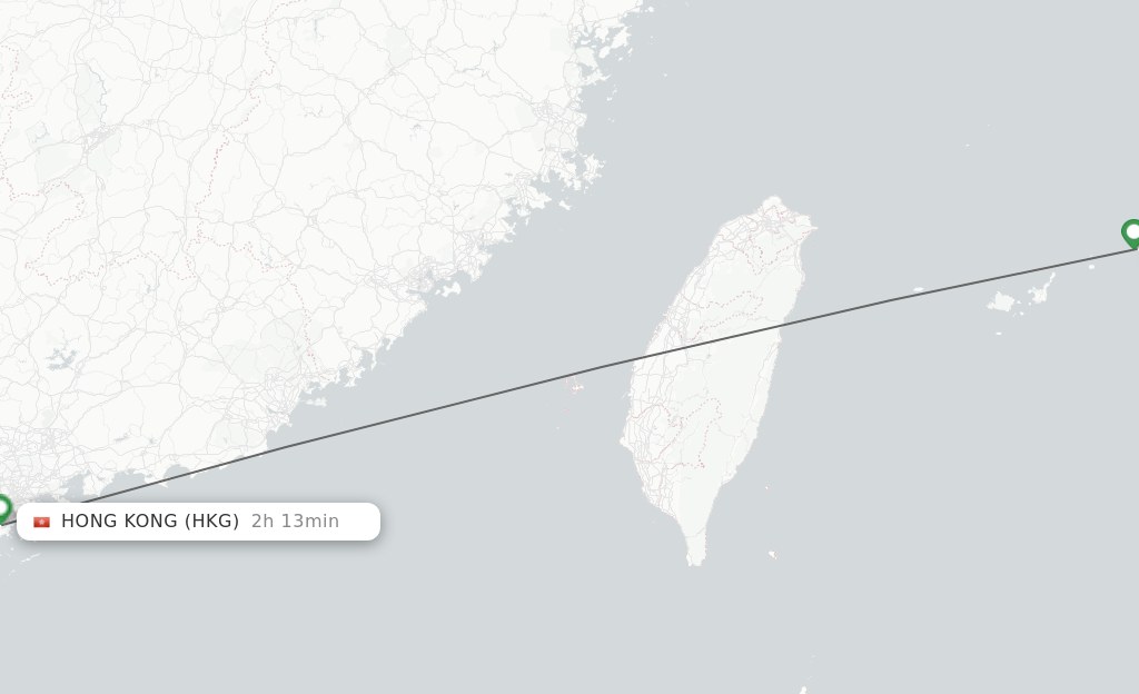 Flights from Miyakojima to Hong Kong route map