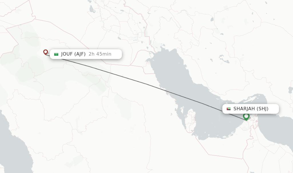 Flights from Sharjah to Jouf route map