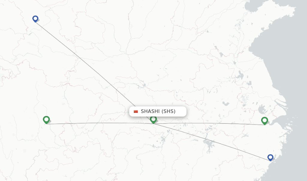 Route map with flights from Shashi with Loong Air