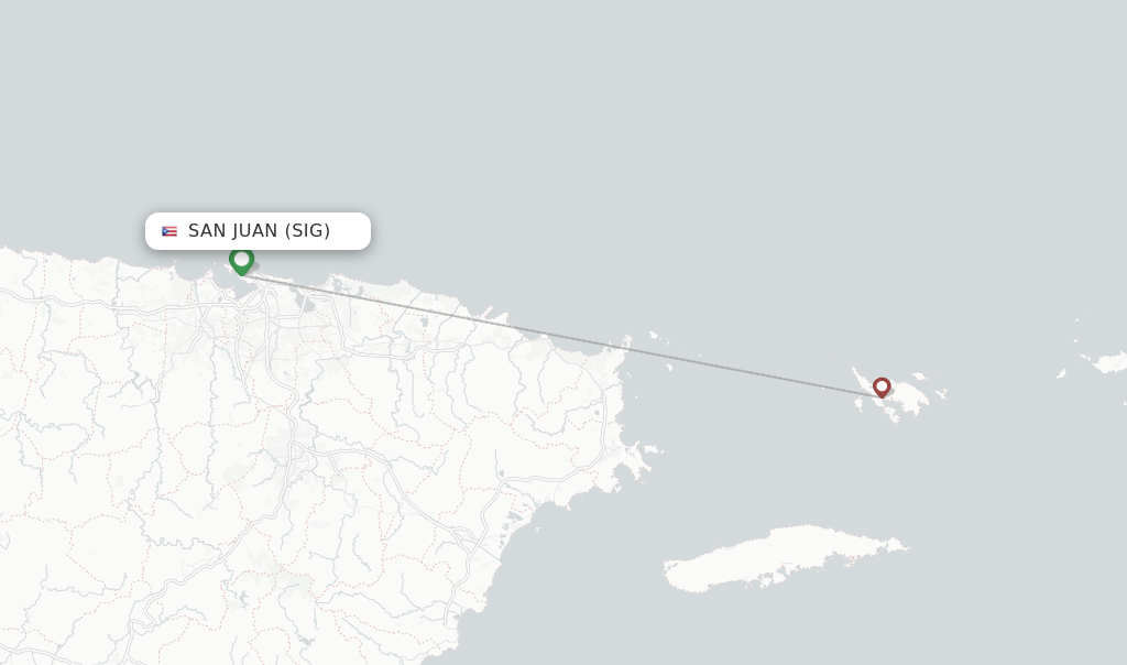 Route map with flights from San Juan with Air Flamenco
