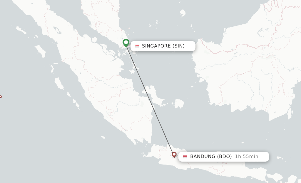 Flights from Singapore to Bandung route map