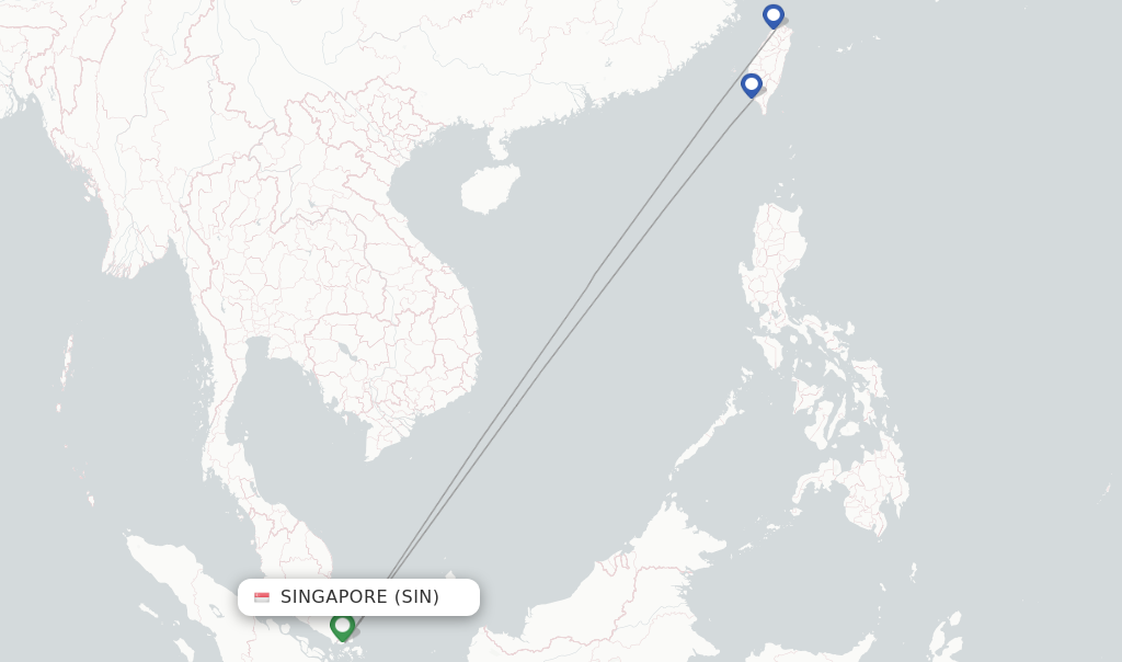 Route map with flights from Singapore with China Airlines