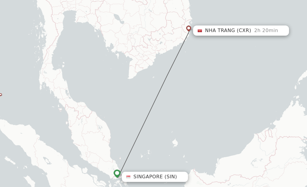 Flights from Singapore to Nha Trang route map
