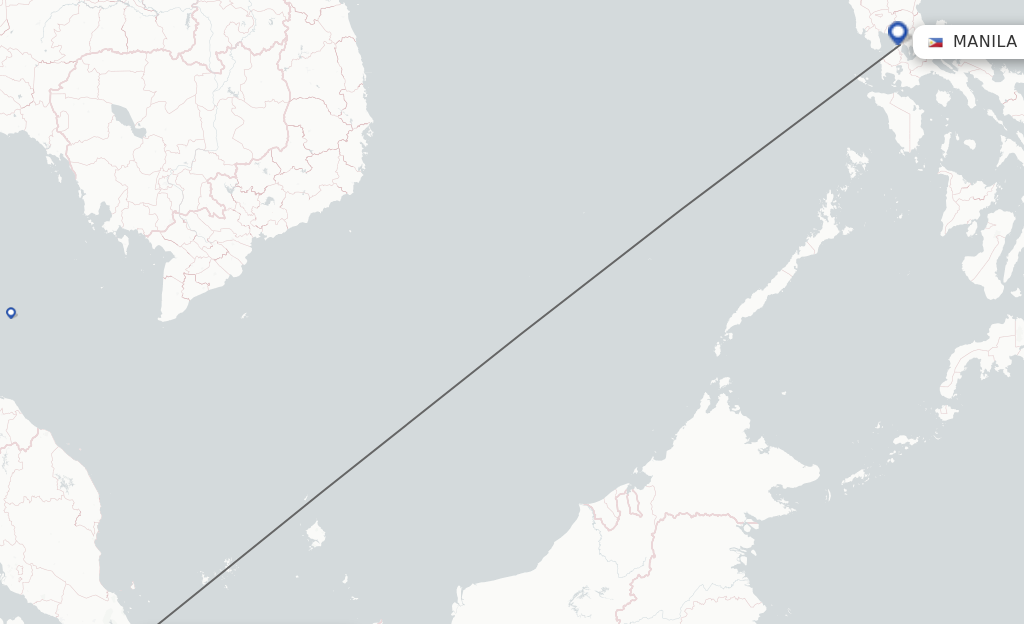 Flights from Singapore to Manila route map