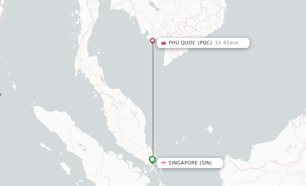 Flights from Singapore to Phu Quoc route map