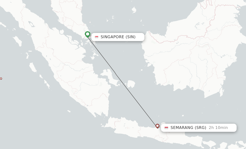 Flights from Singapore to Semarang route map