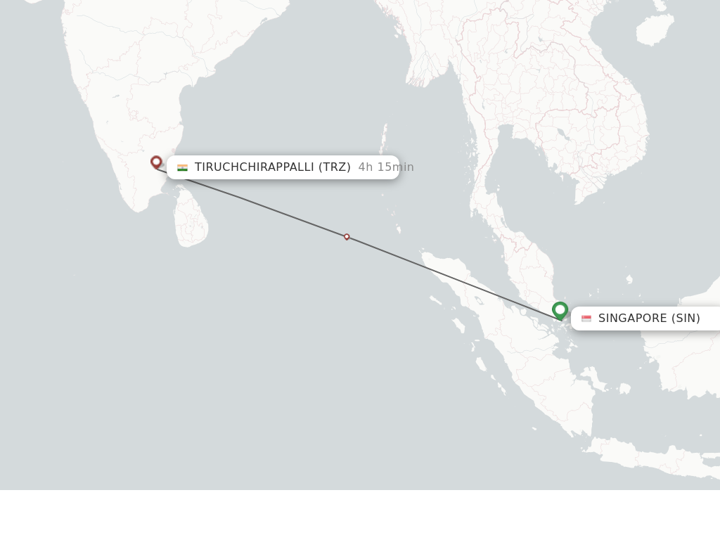 Flights from Singapore to Tiruchirappalli route map