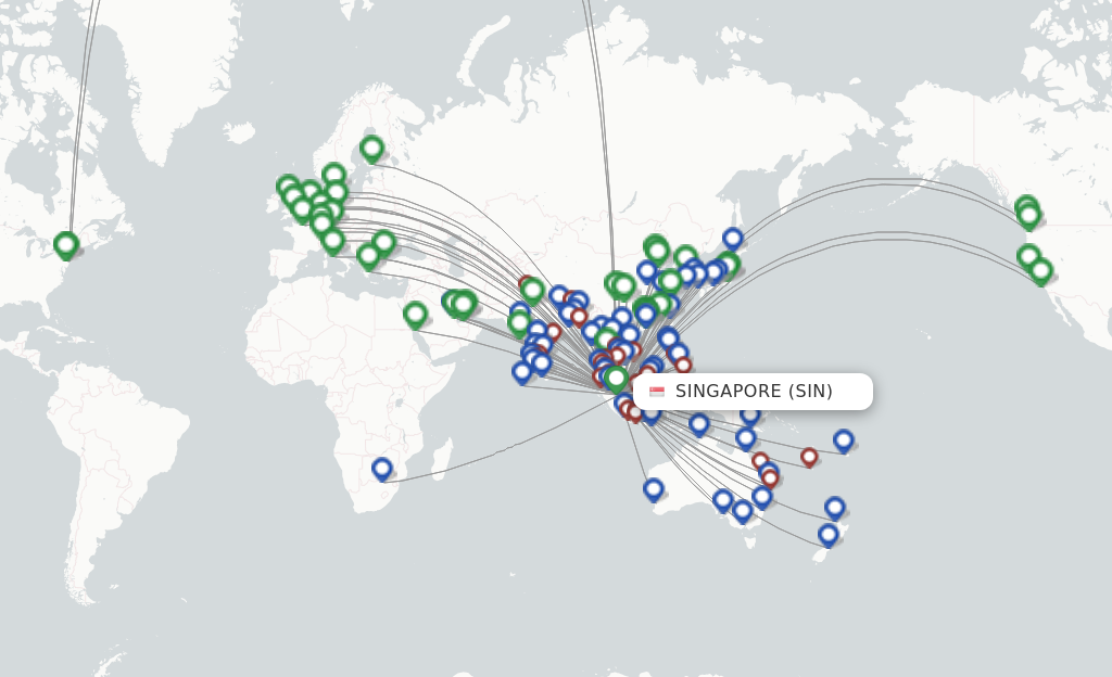 Flights from Singapore to Kuala Lumpur route map