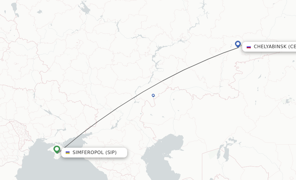 Flights from Simferopol to Chelyabinsk route map