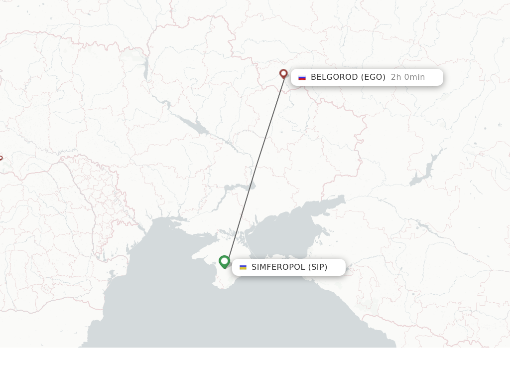 Flights from Simferopol to Belgorod route map