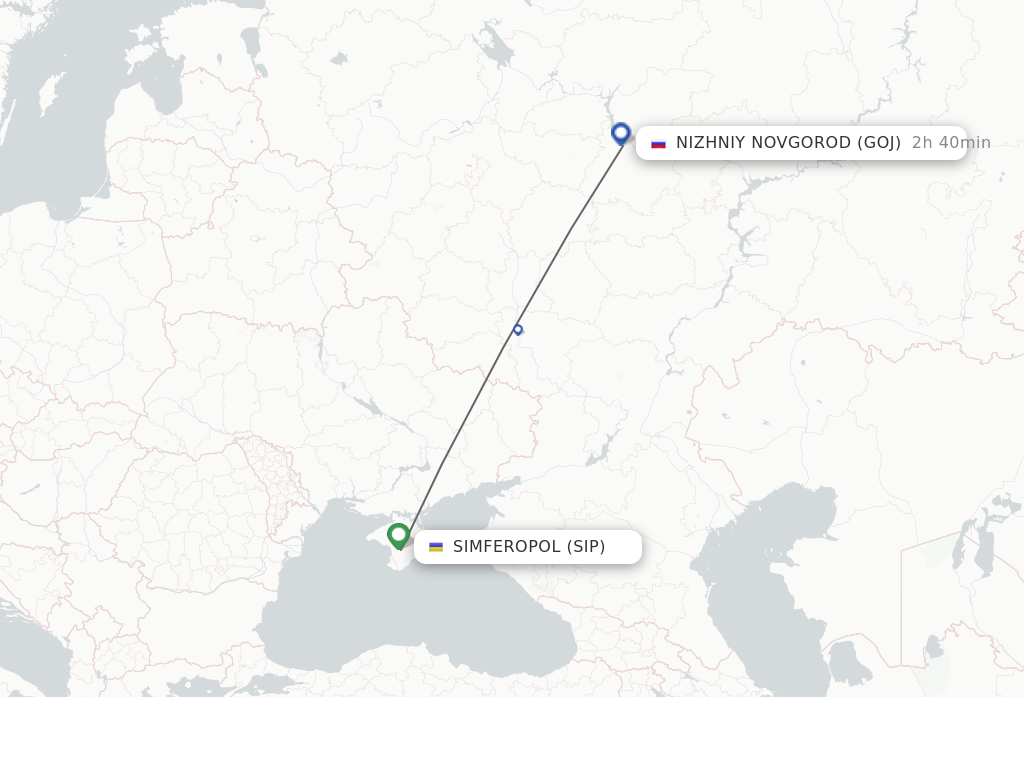 Flights from Simferopol to Nizhniy Novgorod route map