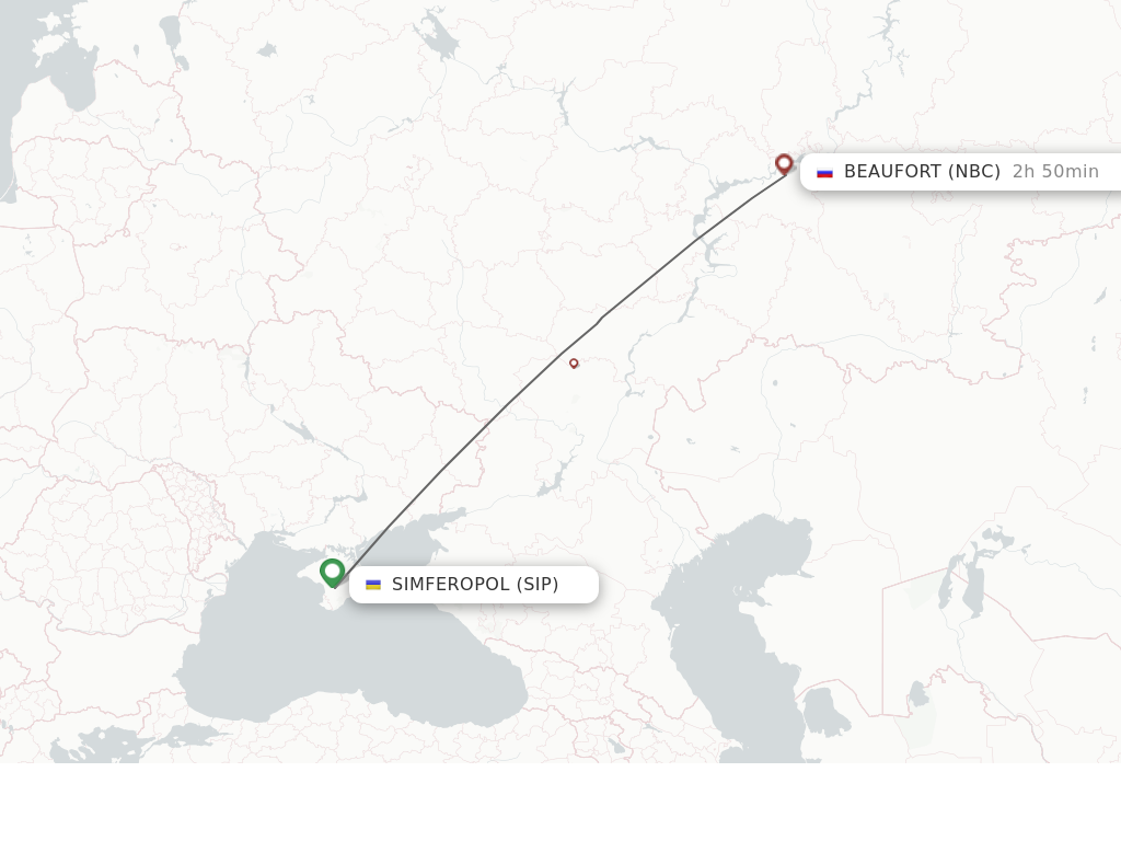 Flights from Simferopol to Naberezhnye Chelny route map