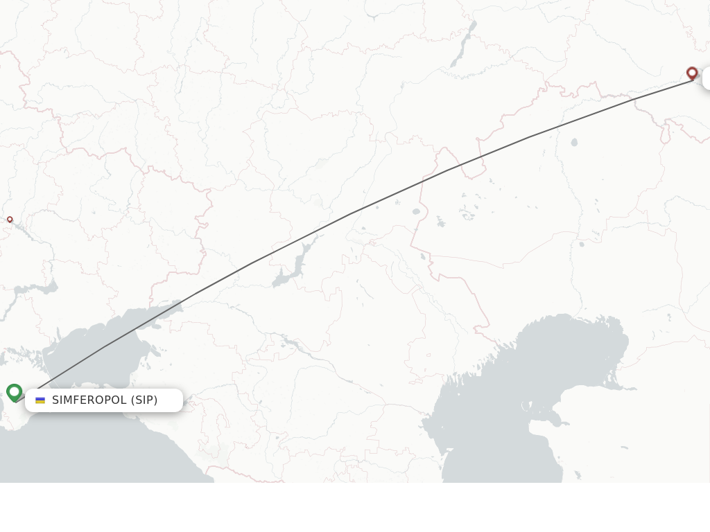 Flights from Simferopol to Orenburg route map