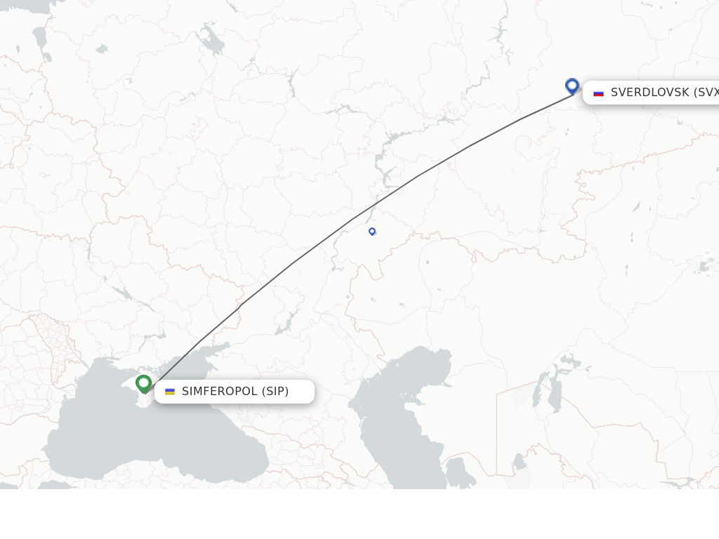 Flights from Simferopol to Yekaterinburg route map