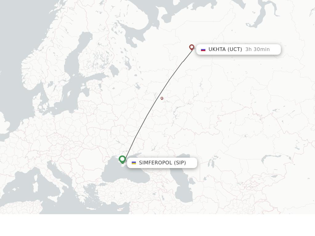 Flights from Simferopol to Ukhta route map