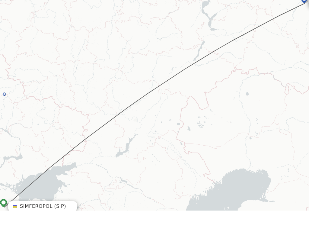 Flights from Simferopol to Ufa route map
