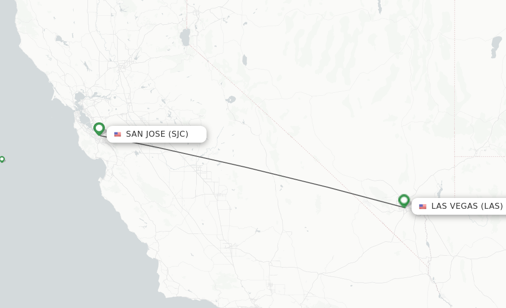 Flights from San Jose to Las Vegas route map